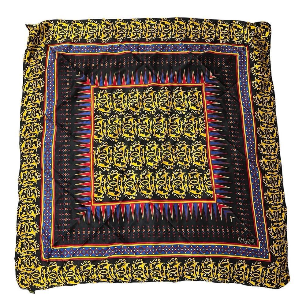 VTG Rush Limbaugh 100% Silk Scarf 32”x33” Vintage 90s Hand Rolled Black …